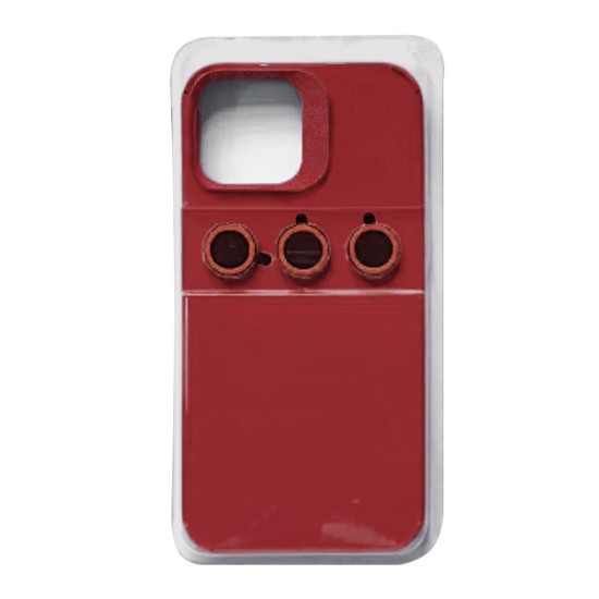 Silicone Case with Separate Camera Glass Set for Apple iPhone 14 Pro Red